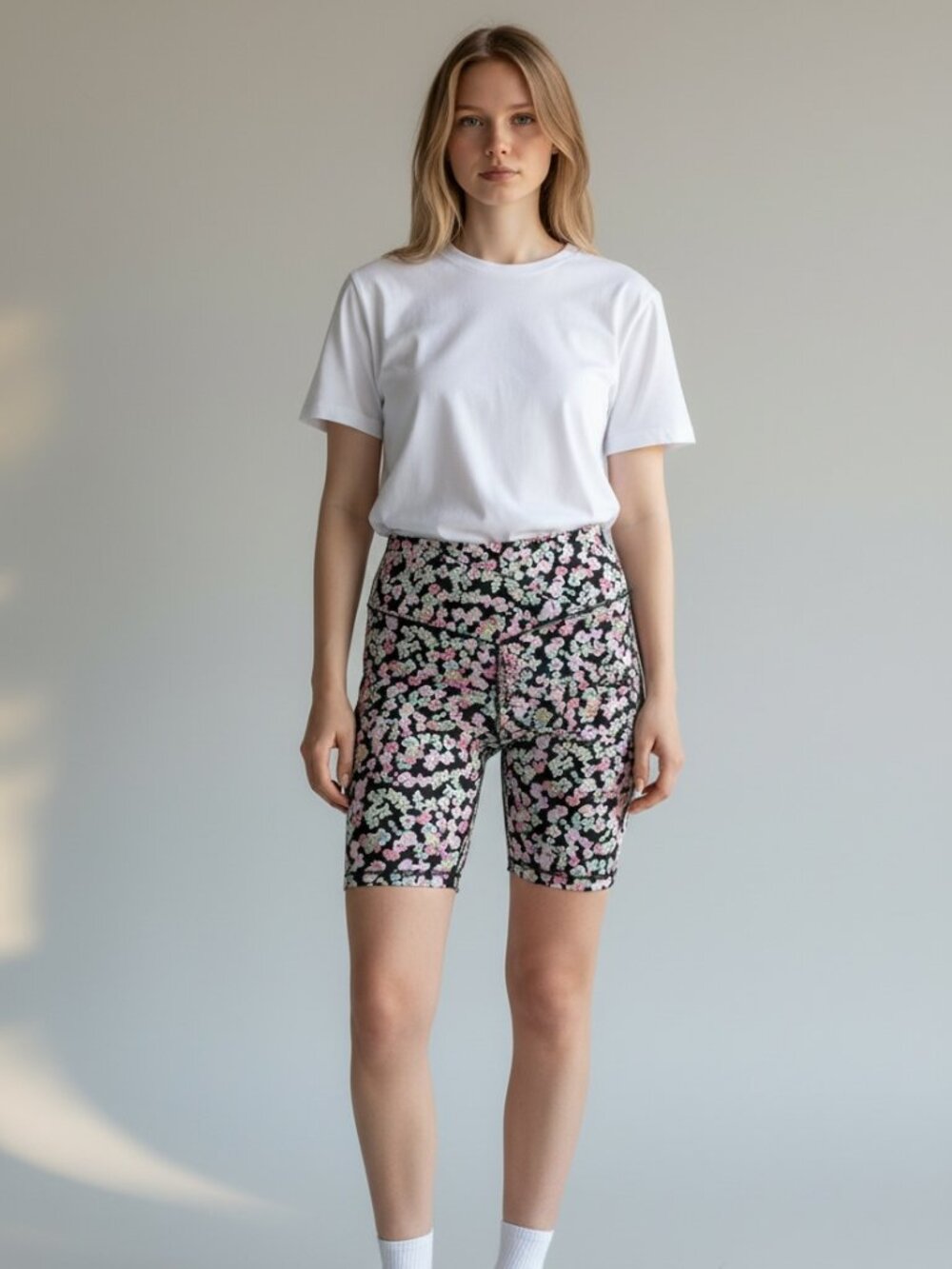Aeropostale Black Floral Athletic Bike Shorts
